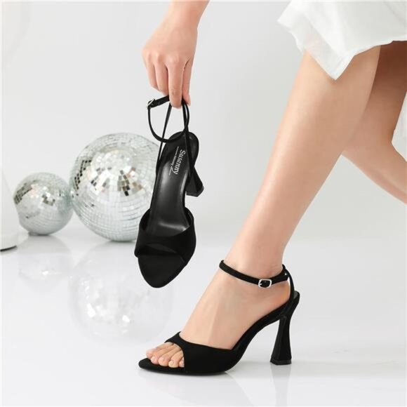High Heels for Women Black Suede - Picture 7 of 7